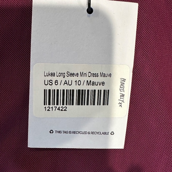 Princess Polly Lukea Long Sleeve Mini Dress Mauve - Size 6 - NEW With Tags. - Picture 12 of 16